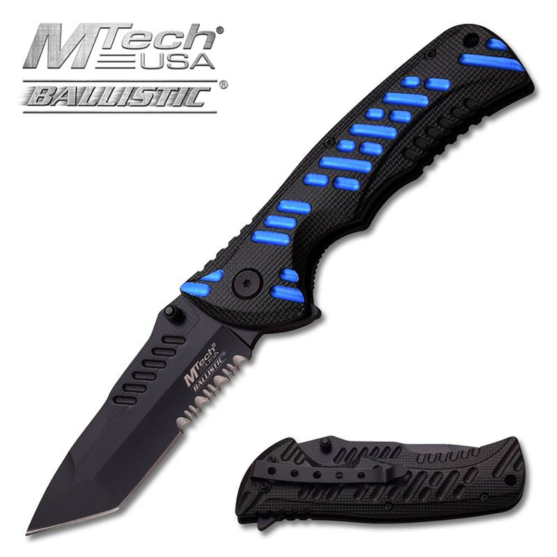 4.75 Inch Closed Blue Handle Spring Assisted Opening Knife