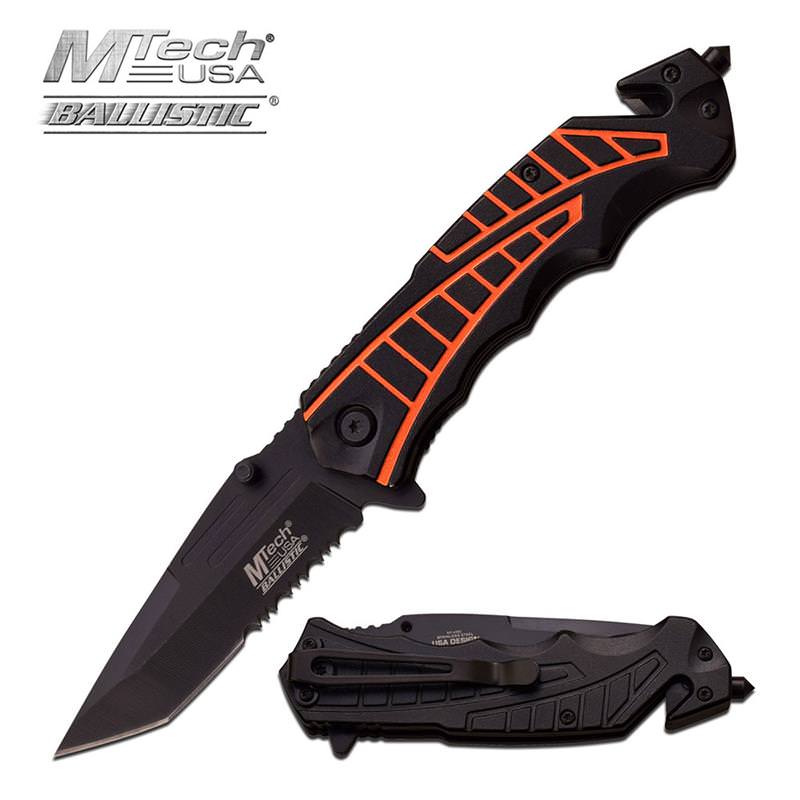 4.5 Inch Closed Black Orange Tactical Rescue Spring Assist Knife - TOPHATTER'S ARMORY DEALS