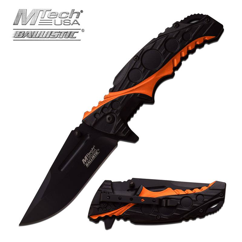 Black Orange 2 Tone Handle Spring Assisted Opening Knife