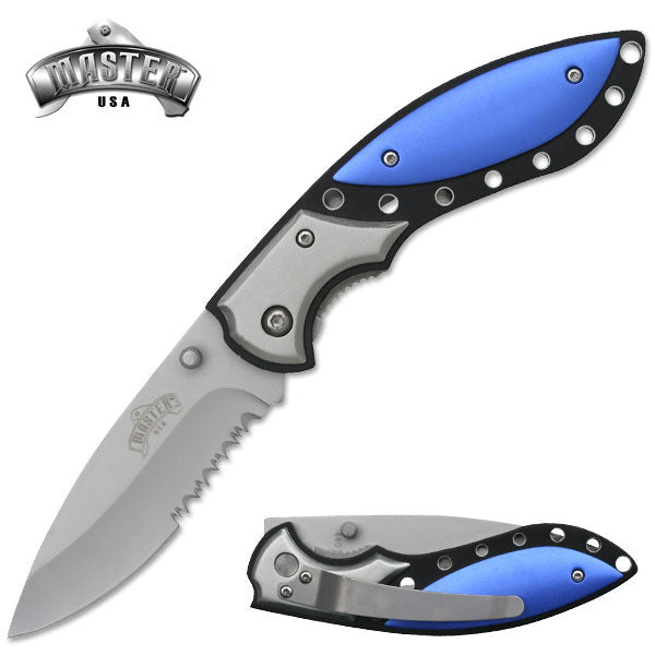 Master USA Folding Pocket Knife Black and Blue - TOPHATTER'S ARMORY DEALS