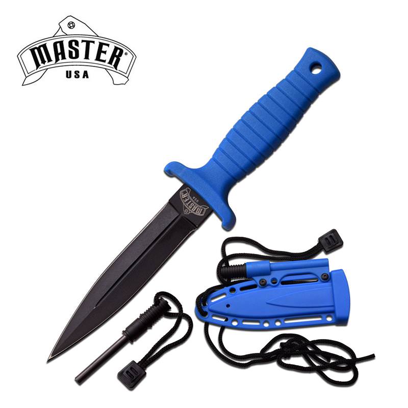 Blue Fixed Blade Fire Starter Neck Knife Hunting Knife