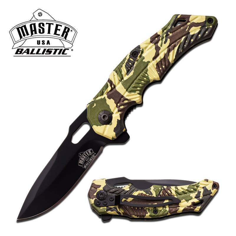 4.5 Inch closed Military Camo Spring Assisted Knife Military Camo Handle - TOPHATTER'S ARMORY DEALS