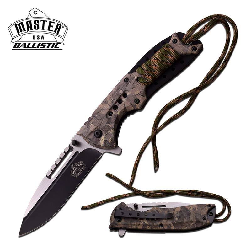 Master USA Ballistic Spring Assisted Knife Marijuana Camo Handle