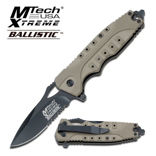 Tactical Assisted Opening Knife With Tan G10 Handle