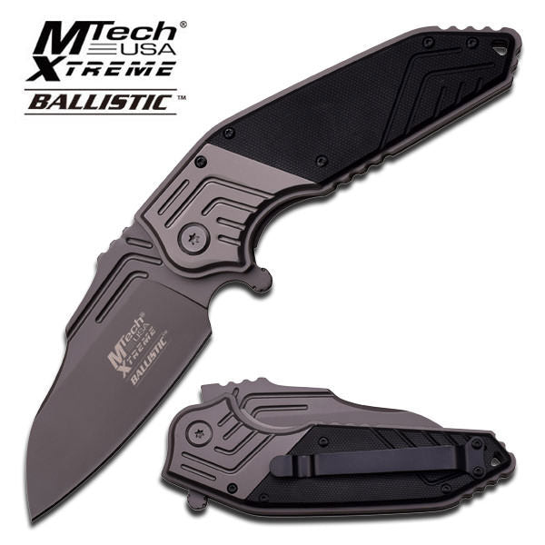 M-Tech Xtreme Ballistic Mammoth Black G10 Spring Assisted Knife - Gray - TOPHATTER'S ARMORY DEALS