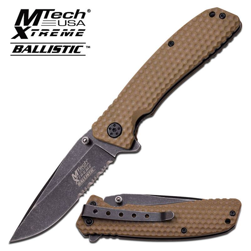 Stonewash Textured Desert Tan G10 Handle Spring Assist Folding Knife - TOPHATTER'S ARMORY DEALS