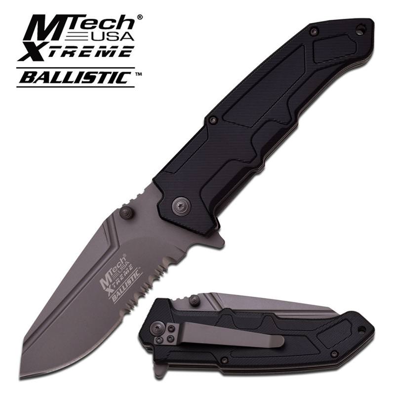 Boa Black Spring Assisted Knife - Gray Serrated - TOPHATTER'S ARMORY DEALS