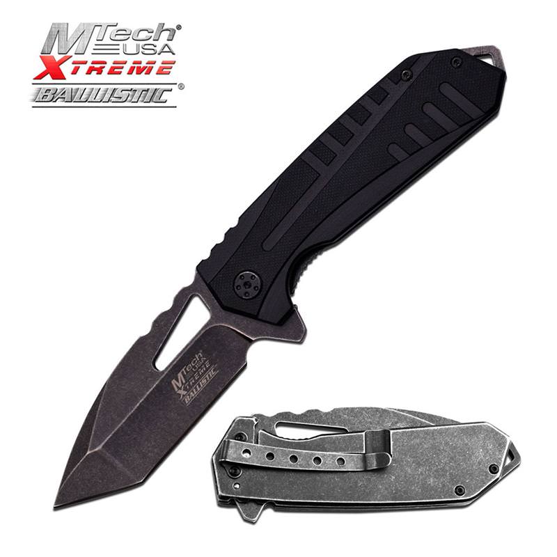 MTech Tactical Spring Assist Folding Knife Black Tanto Everyday Carry