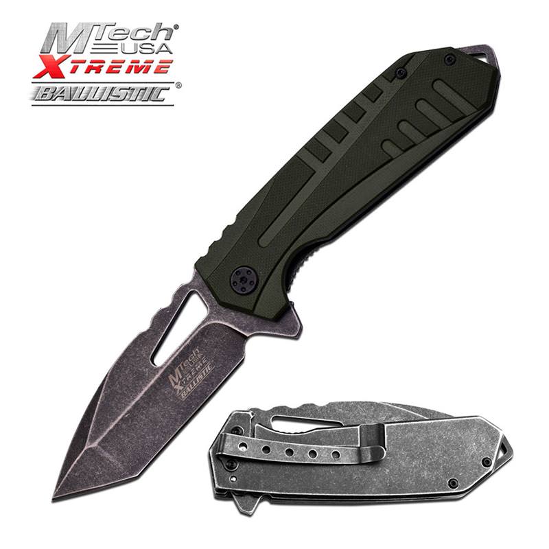 MTech Tactical Spring Assist Folding Knife Army Green Tanto EDC - TOPHATTER'S ARMORY DEALS