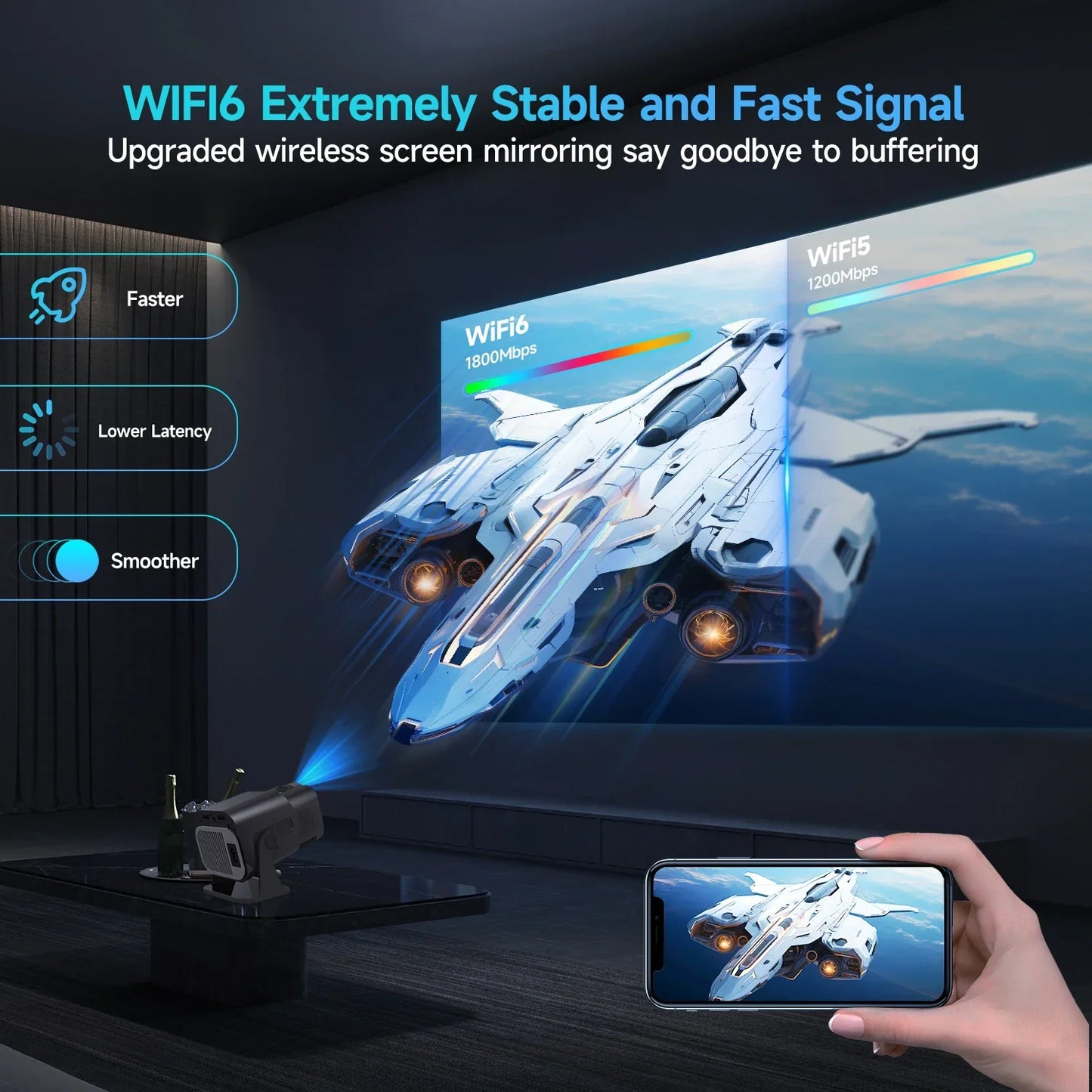 Mini Android 11 Projector (Black)