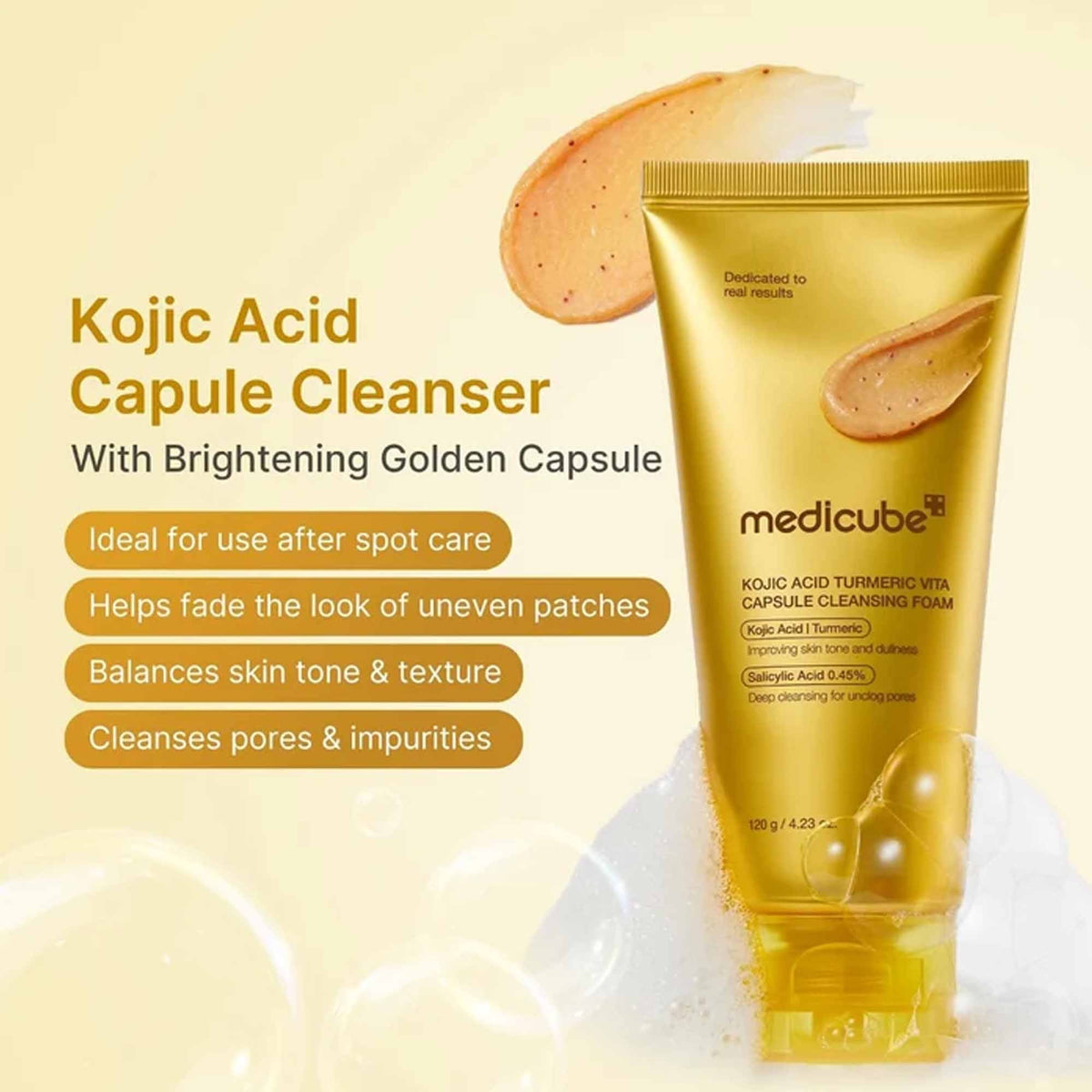 Medicube Kojic Acid Turmeric Vita Capsule Cleansing Foam 120g Tube