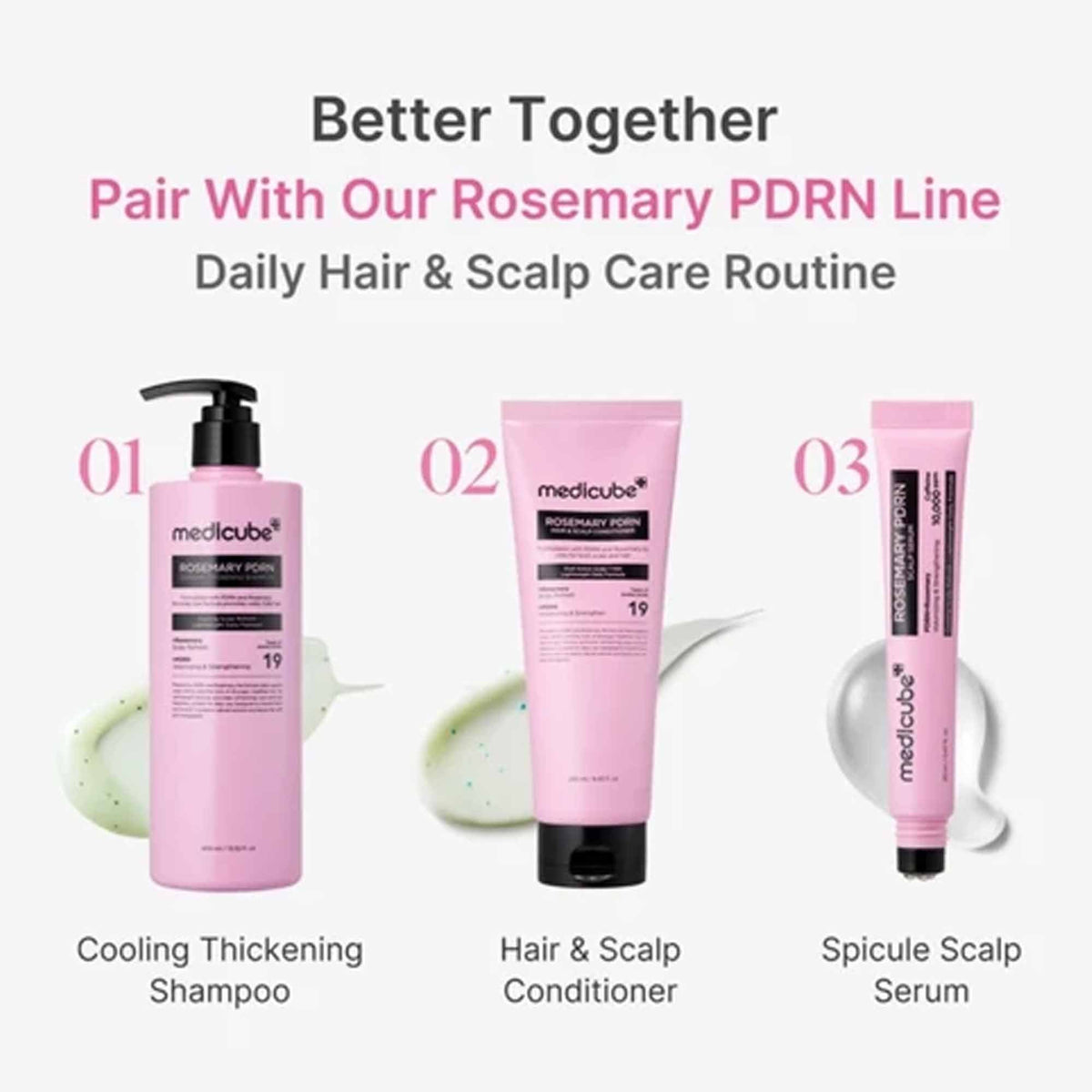 Medicube Rosemary PDRN Cooling Thickening Shampoo 400ml Pump Dispenser
