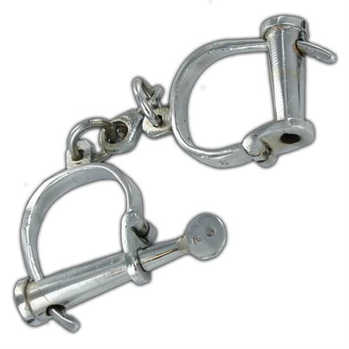 Hand Forged Iron Shackles Medieval Dungeon Silver Hand Cuffs - TOPHATTER'S ARMORY DEALS