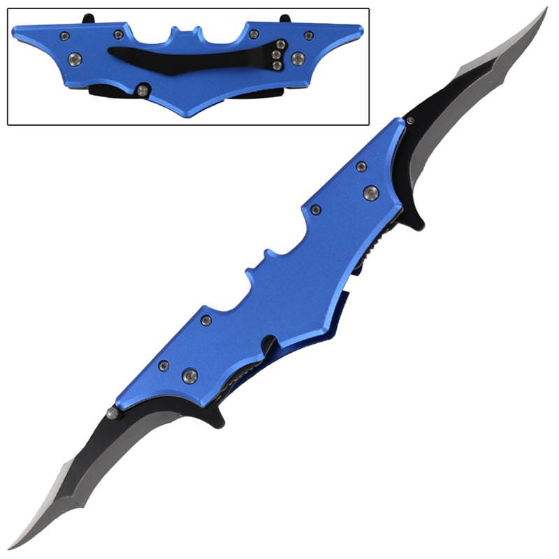Double Bladed Blue Midnight Spring Assisted Pocket Knife
