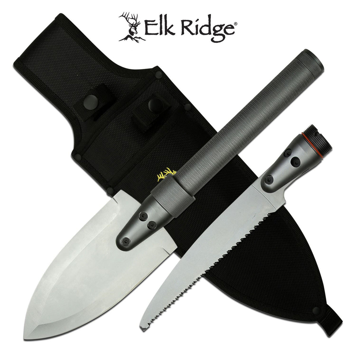 Survival Knife Kit Spear And Saw Blade Entrenching Tool With Nylon Sheath - TOPHATTER'S ARMORY DEALS