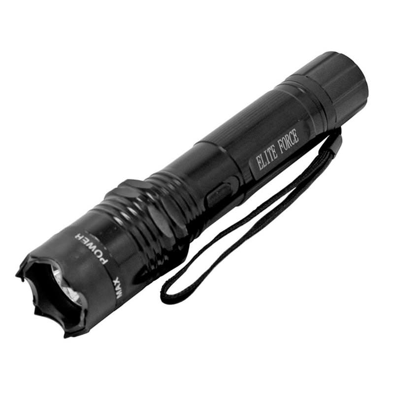 Tactical Elite Force Metal Stun Gun Rechargeable LED Flashlight - Black - TOPHATTER'S ARMORY DEALS