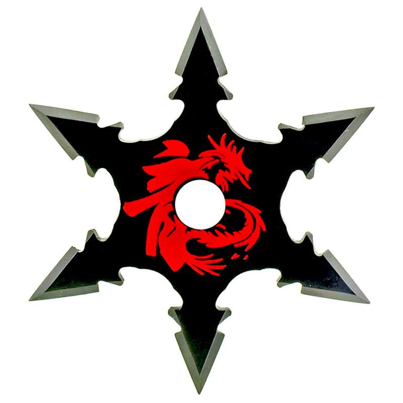 Secret Dragon Ninja Six Points Throwing Star Black With Pouch - TOPHATTER'S ARMORY DEALS