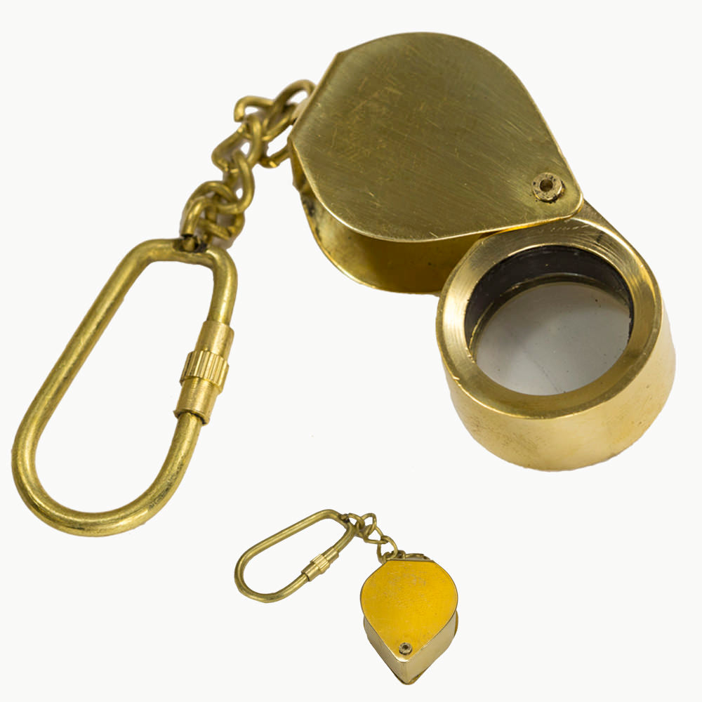 Folding Magnifying Glass Brass Keychain Nautical Key Ring - TOPHATTER'S ARMORY DEALS