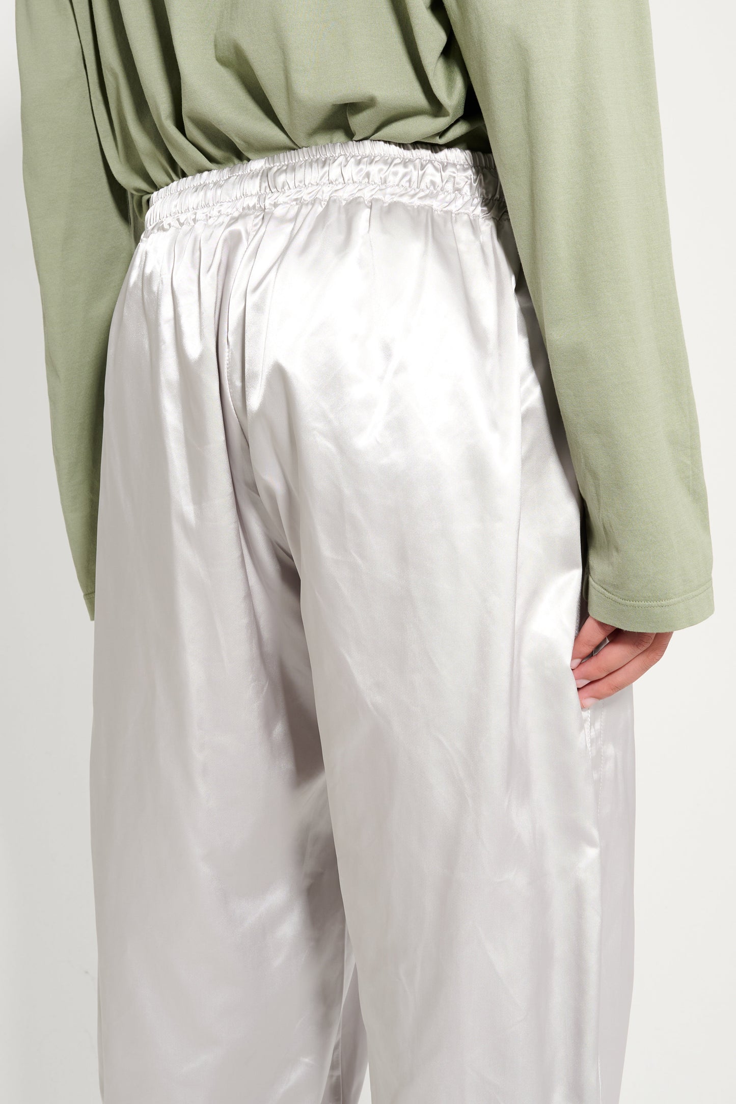 Olly Shinder Wet Look Nylon Split Jogger Silver