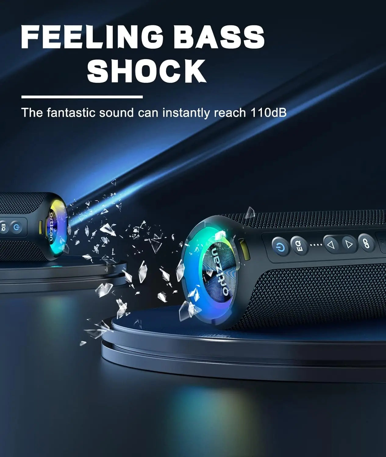 40W Waterproof Bluetooth Speaker with LED Light (Black)