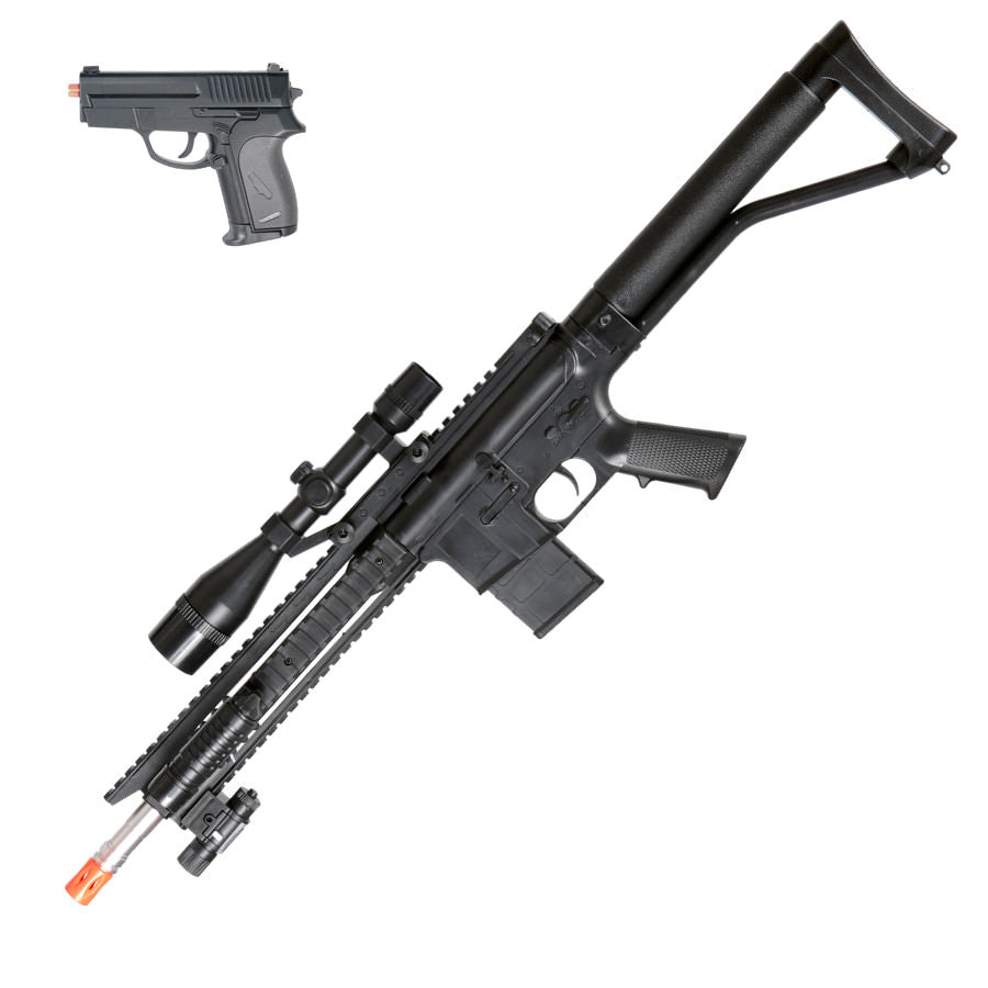 Spring P1137 Rifle Airsoft Pistol Combo Pack RIS Laser, Light, and Scope - TOPHATTER'S ARMORY DEALS