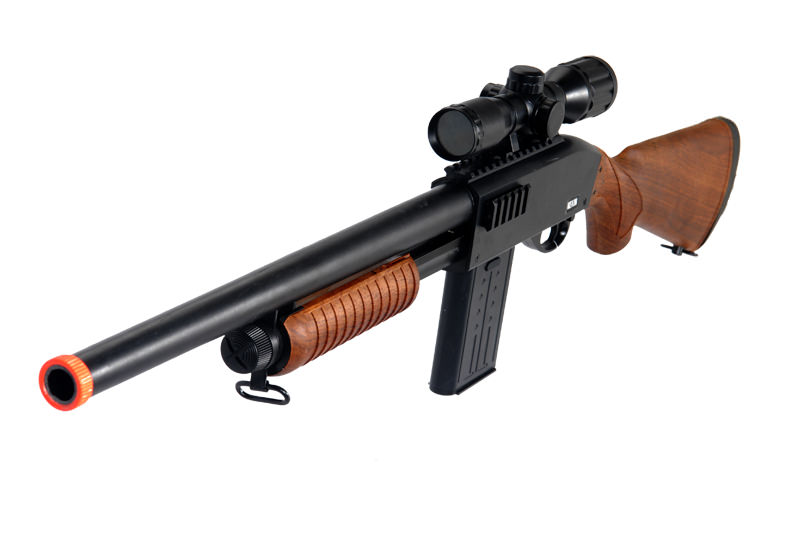 P1566W Powerful Airsoft Wood Shotgun Pump Action Metal Barrel 360 FPS - TOPHATTER'S ARMORY DEALS