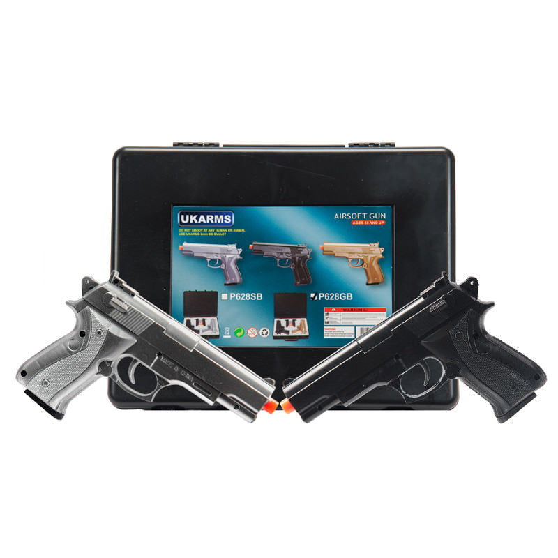 Airsoft P628SB Dual Spring Pistols Combo Pack Set with case - TOPHATTER'S ARMORY DEALS