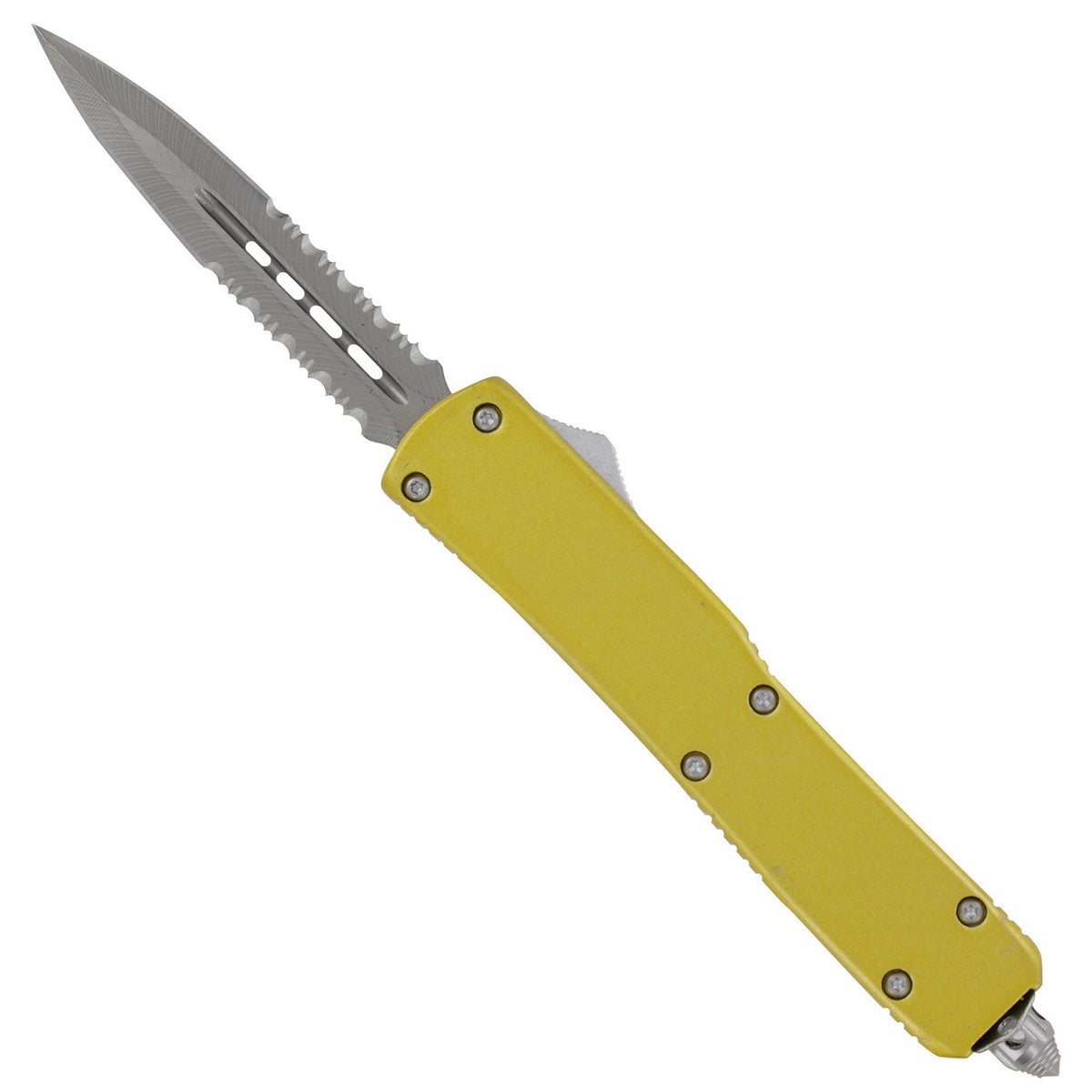 8.45" Spear Point Double Edge Serrated Blade Automatic Out the Front Knife - TOPHATTER'S ARMORY DEALS