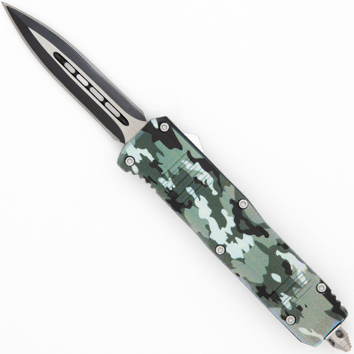 6.8" Snow Camo Automatic Out the Front Knife - TOPHATTER'S ARMORY DEALS