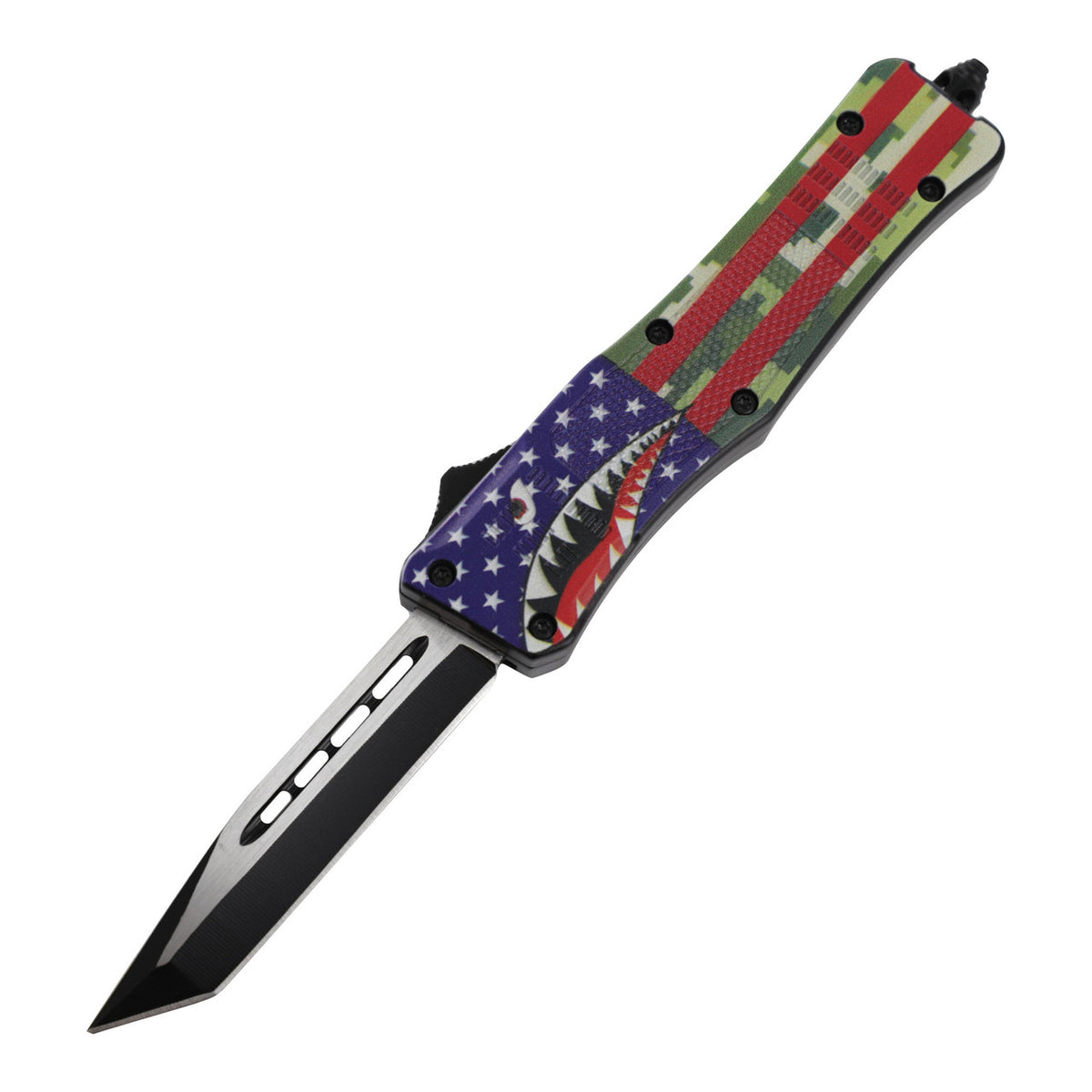 7" The American Tanto Blade Compact Automatic Out The Front Knife - TOPHATTER'S ARMORY DEALS