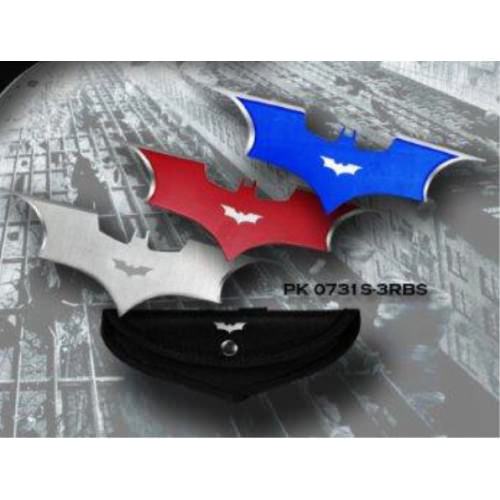 3 color Bat Thrower Set 3 pc. Batarang Throwing Knife With Case