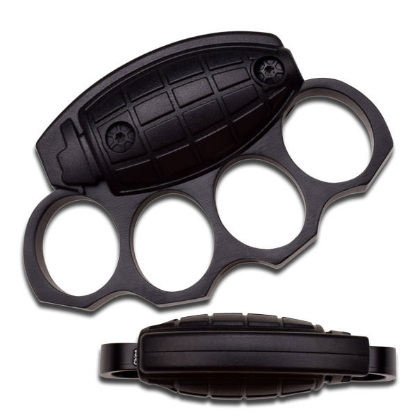 Grenade Style Black Handle Self Defense Knuckle