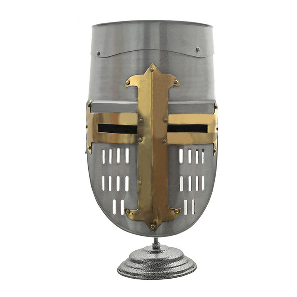 Decorative Crusader Helmet With Stand Medieval Armor - TOPHATTER'S ARMORY DEALS
