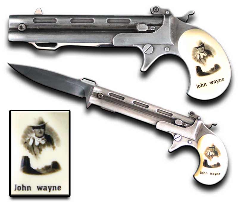 10 Inches John Wayne Gun Style Assisted Open Knife And Display Box - TOPHATTER'S ARMORY DEALS