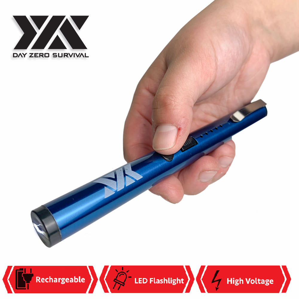 DZS Small Pen Sized 6 Inches Rechargeable Stun Gun Blue - TOPHATTER'S ARMORY DEALS