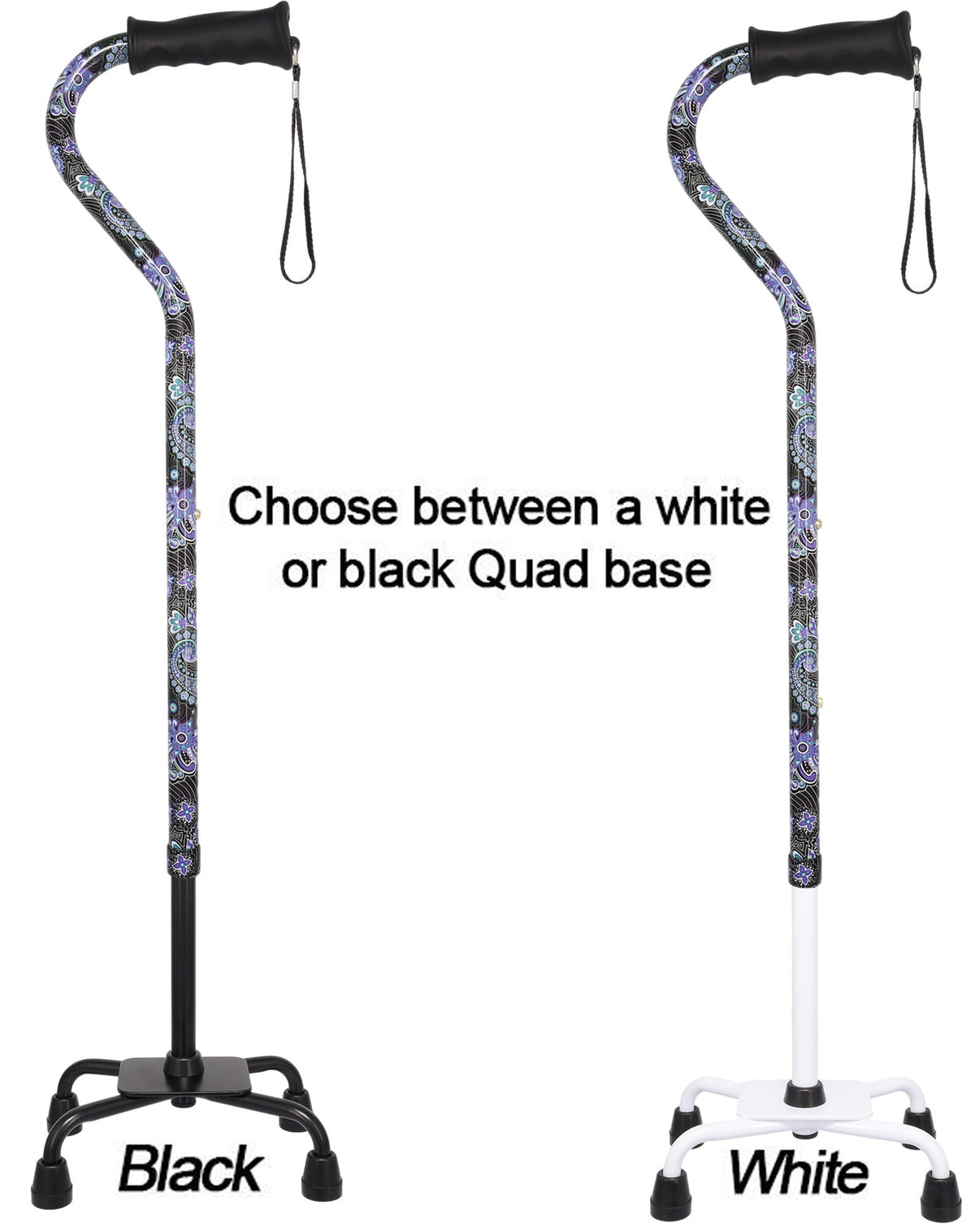 Purple Majesty Aluminum Convertible Quad Base Walking Cane - Adjustable Shaft