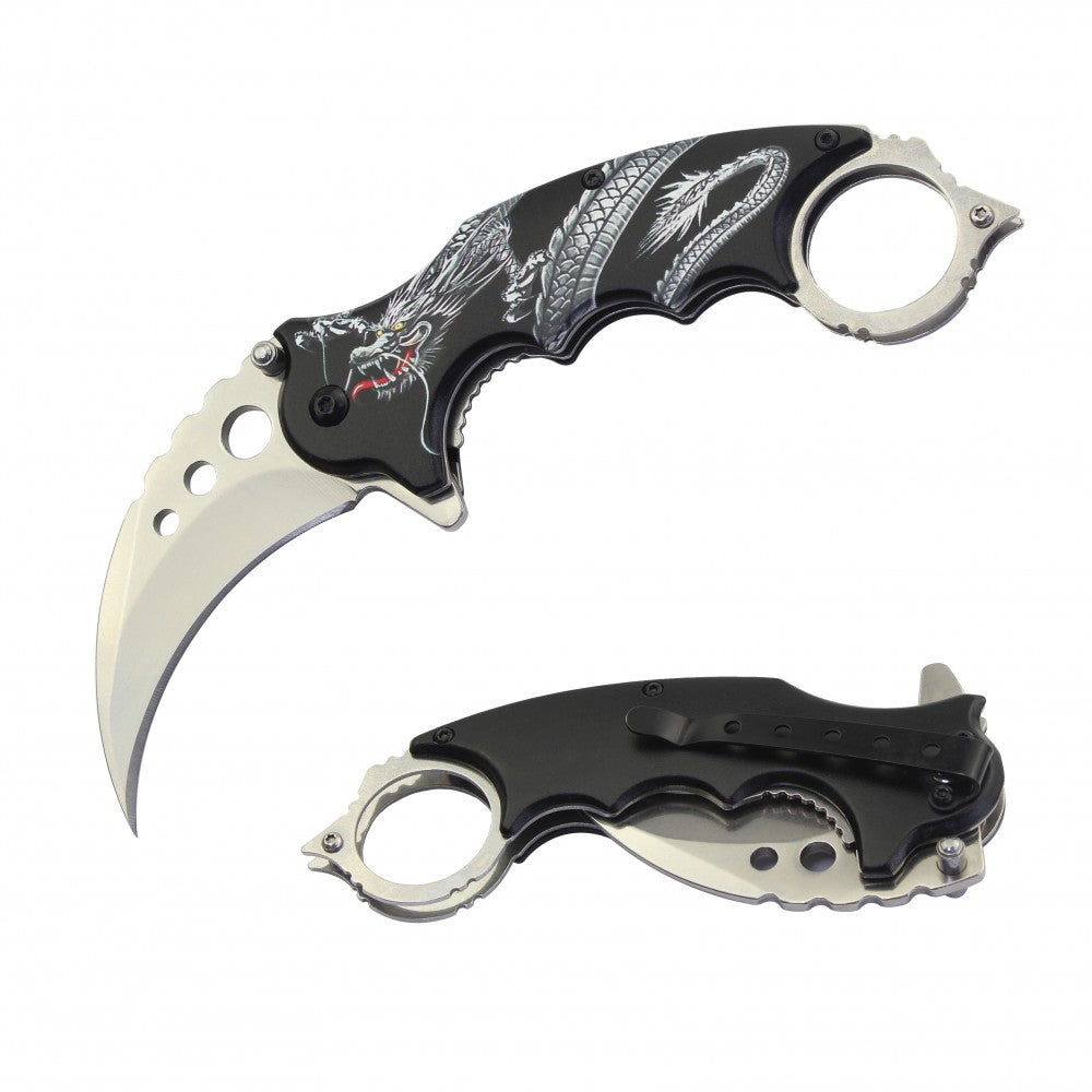 Dragon Karambit Tactical Spring Assist Knife With Finger Ring