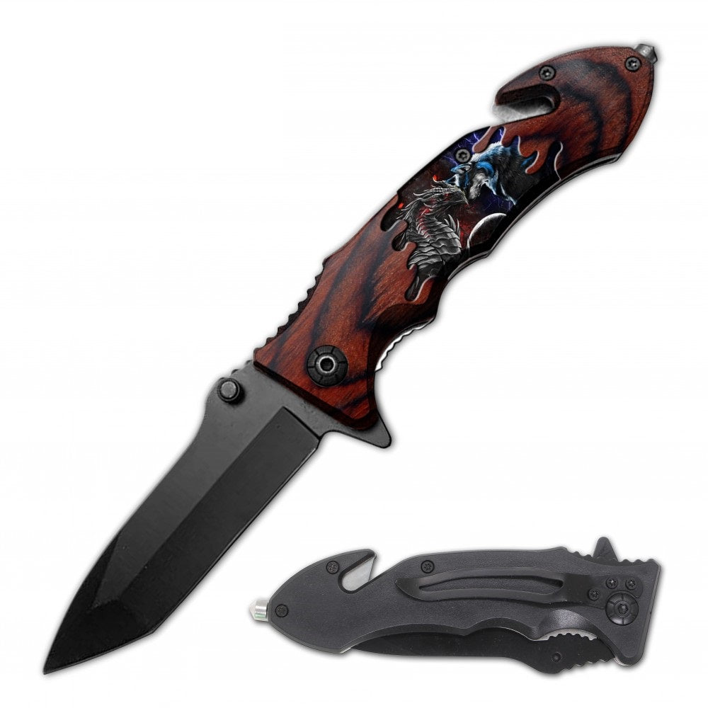 Dragon Rescue Folding Spring Assist Open EDC Pocket Knife - TOPHATTER'S ARMORY DEALS