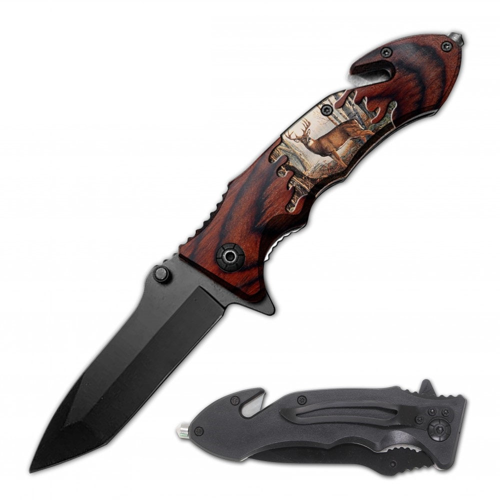 Deer Rescue Folding Spring Assist Open EDC Pocket Knife - TOPHATTER'S ARMORY DEALS