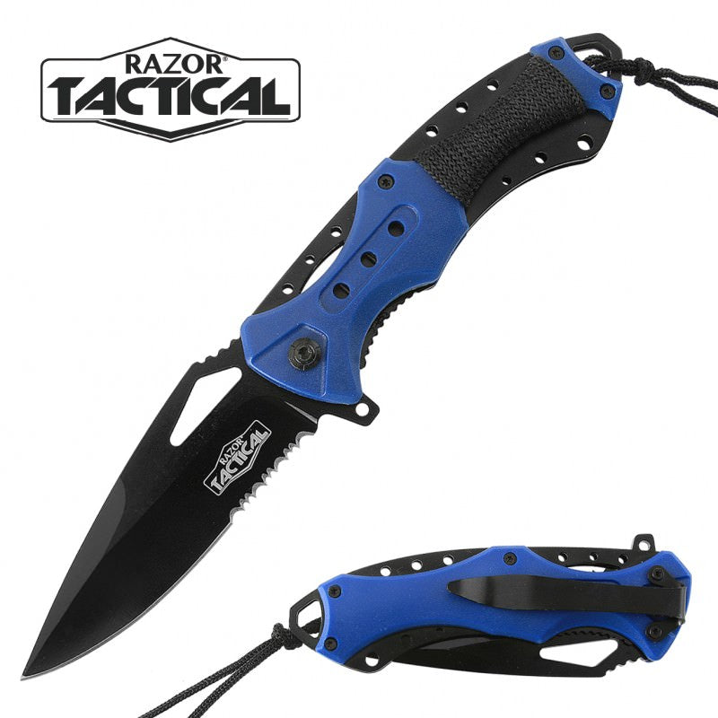 Spring Assist - 'Legal Auto Knife' - Military Fighter - Navy Blue