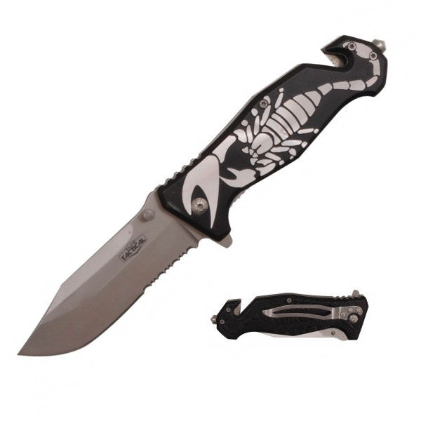 Scorpion Tactical Rescue Spring Assist Folding Knife - Black
