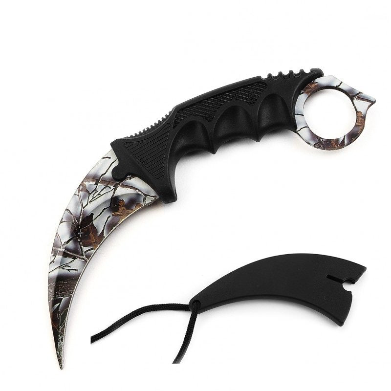 Tactical Combat Karambit Neck Knife Survival Hunting Fixed Blade Camo - TOPHATTER'S ARMORY DEALS