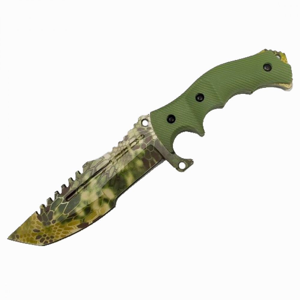 11" Green Camo Military Combat Fighter Hunter Bowie Knife Full Tang Tanto Blade - TOPHATTER'S ARMORY DEALS
