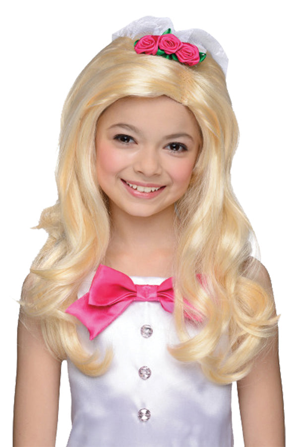 Girl's Barbie Bride Wig with Attached Vail