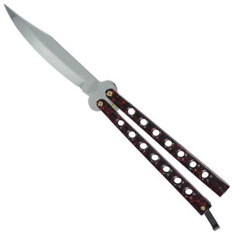 Red Crackle Flipper Butterfly Knife