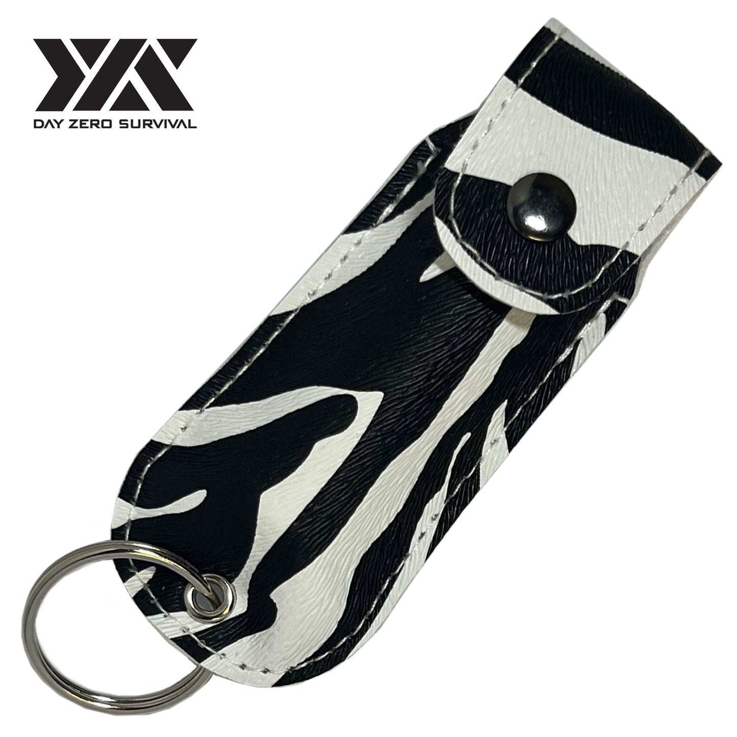 DZS Defense Pepper Spray, Max Strength OC - Black Zebra Premium Leather Case