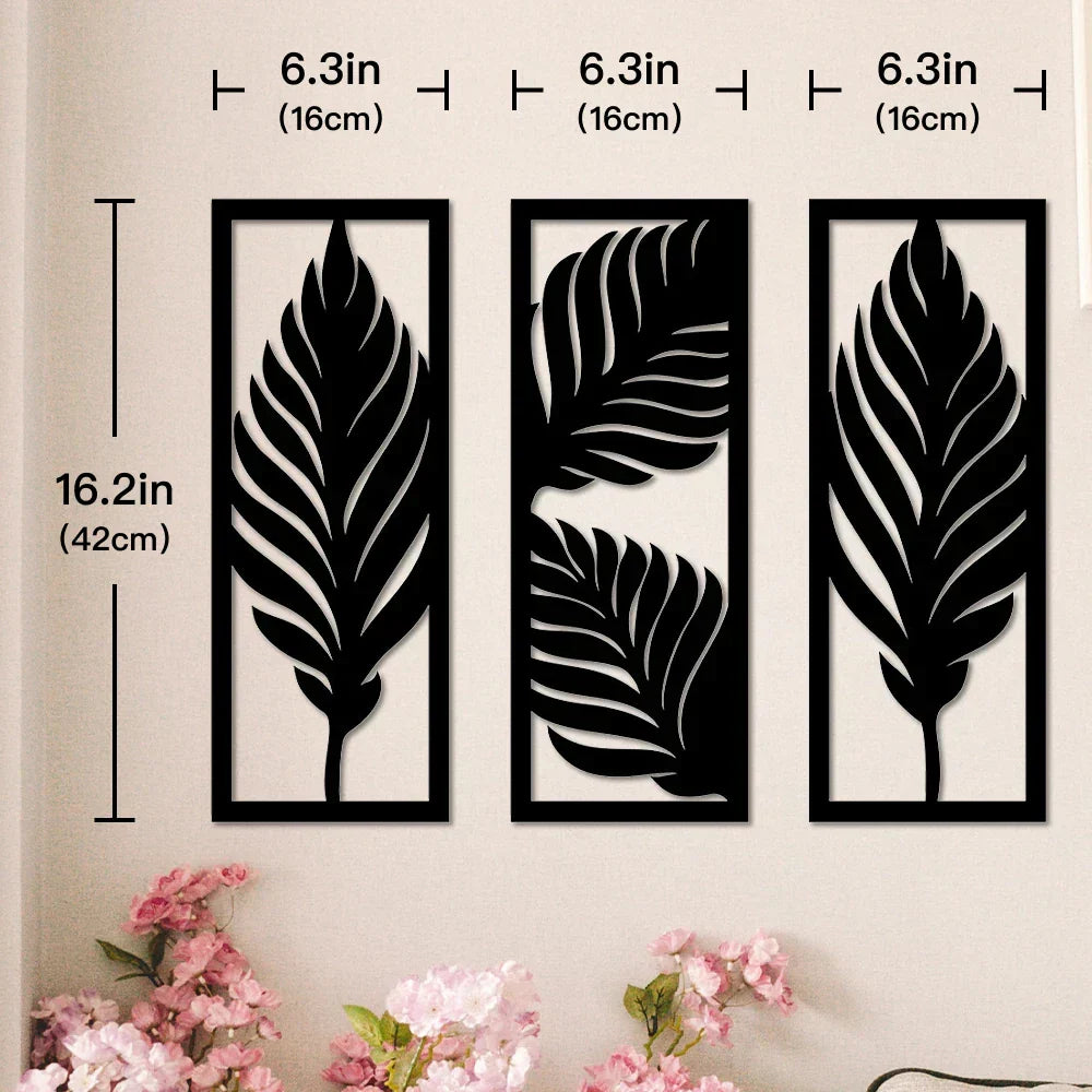 Boho Tropical Leaves Wooden Wall Art