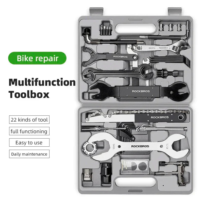 44-in-1 Professional Bicycle Repair Tool Kit Multifunction Grey