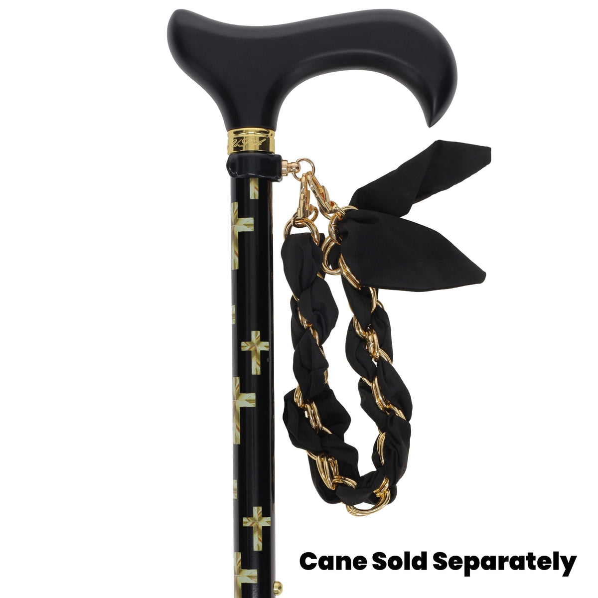 Add a Luxury Gold Chain Wrist Strap - Silk Satin Scarf for Standard Size Canes