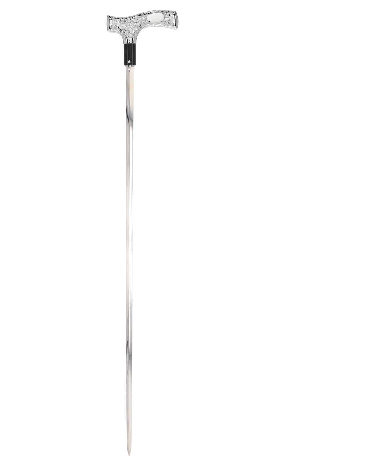 Custom RC Swords Engravable Chrome Fritz Sword Cane – Black Metal Shaft, 29" Blade